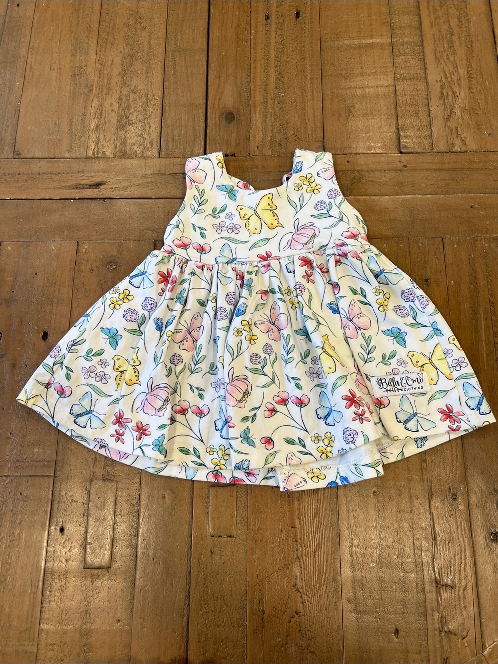 Bella & omi floral butterfly cross back dress 6-12 months